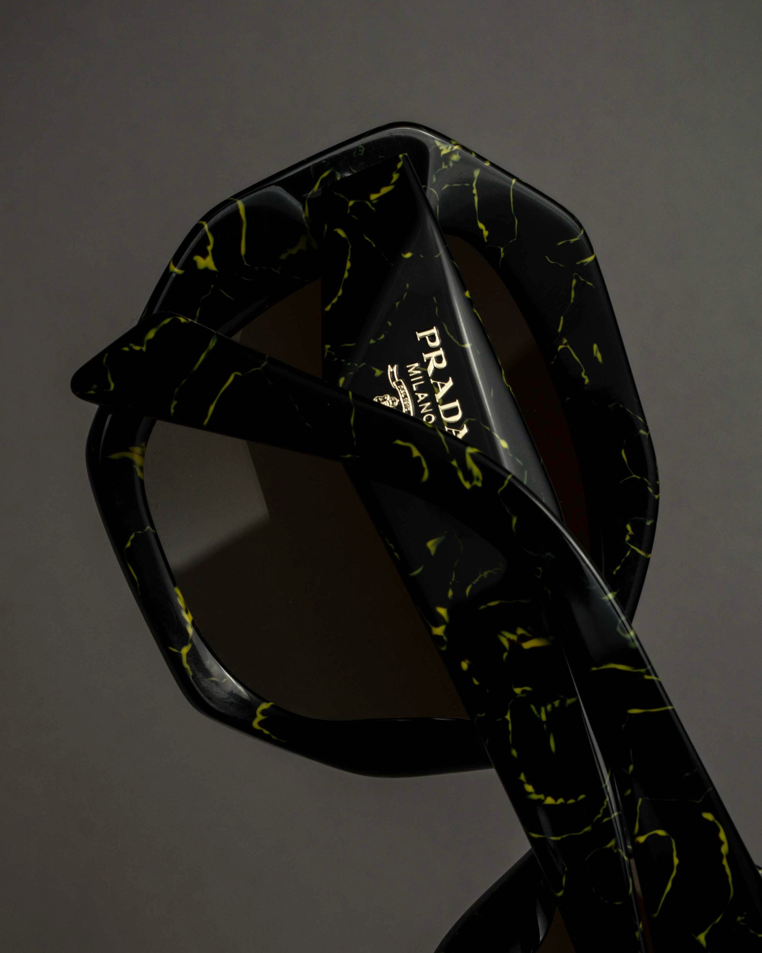 "PRADA" Yellow marble acetate sunglasses