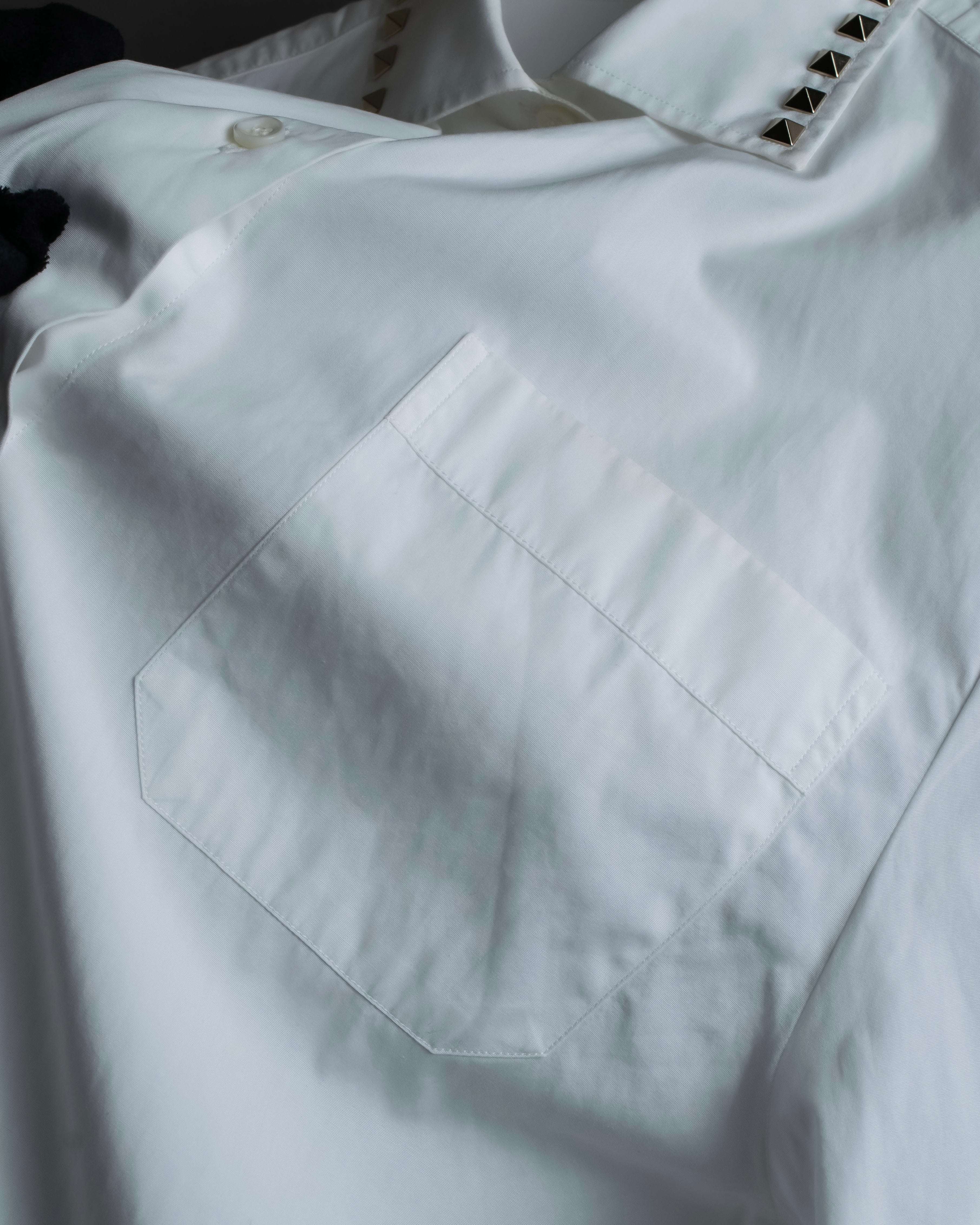 "VALENTINO" Stud detail collar white cotton shirt