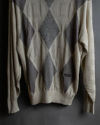 "BALENCIAGA" Diamond pattern argyle twill crew neck knit