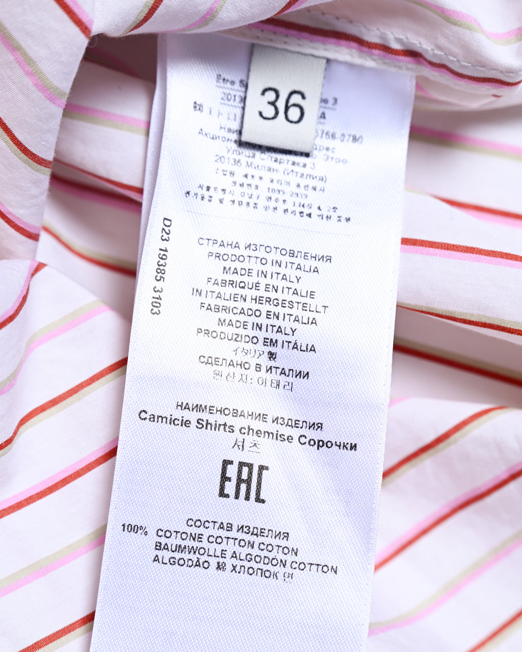 ETRO/ Oversized Multi Color Striped Shirt Pink × White