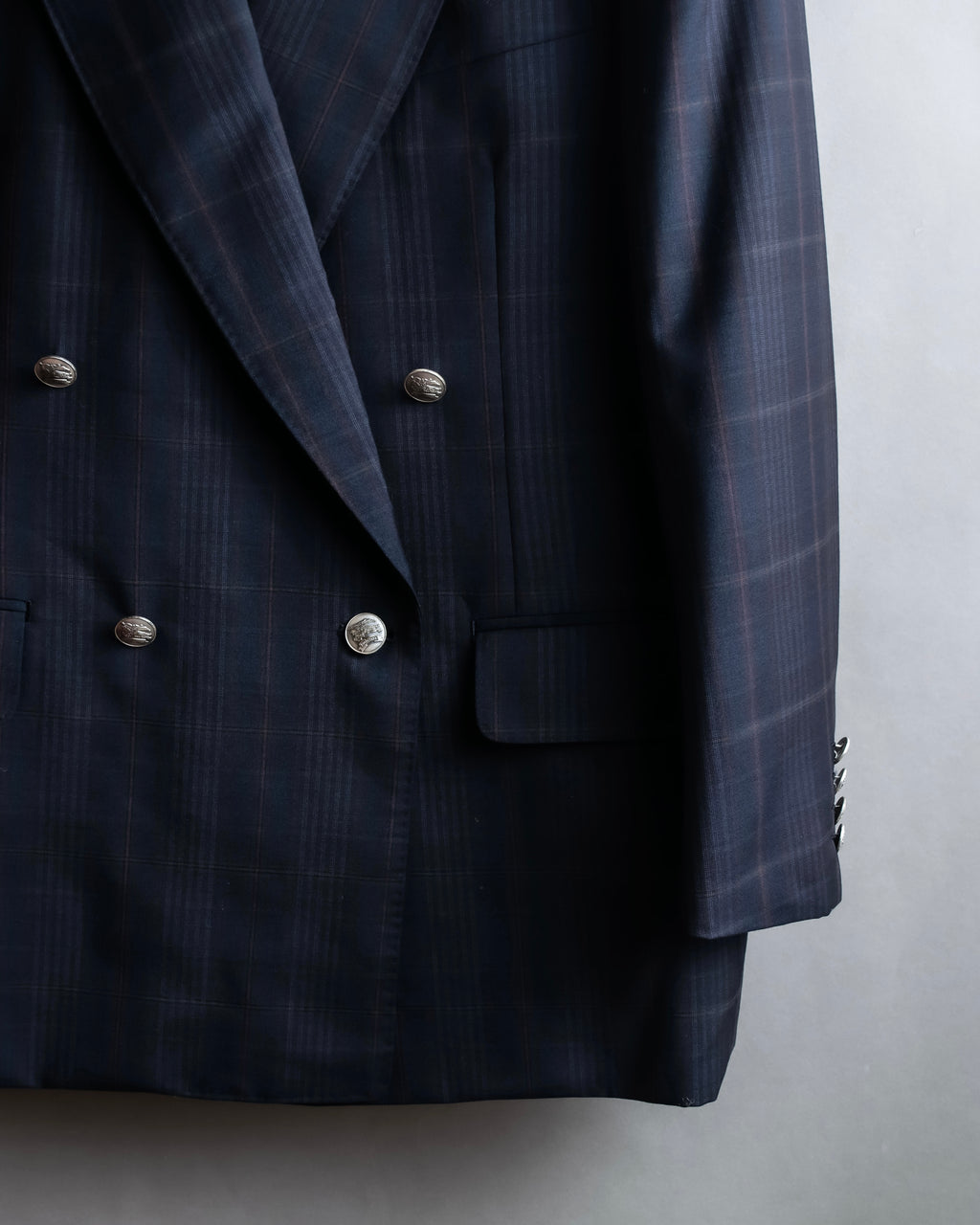 "BURBERRYS" Micro check pattern metal button blazer