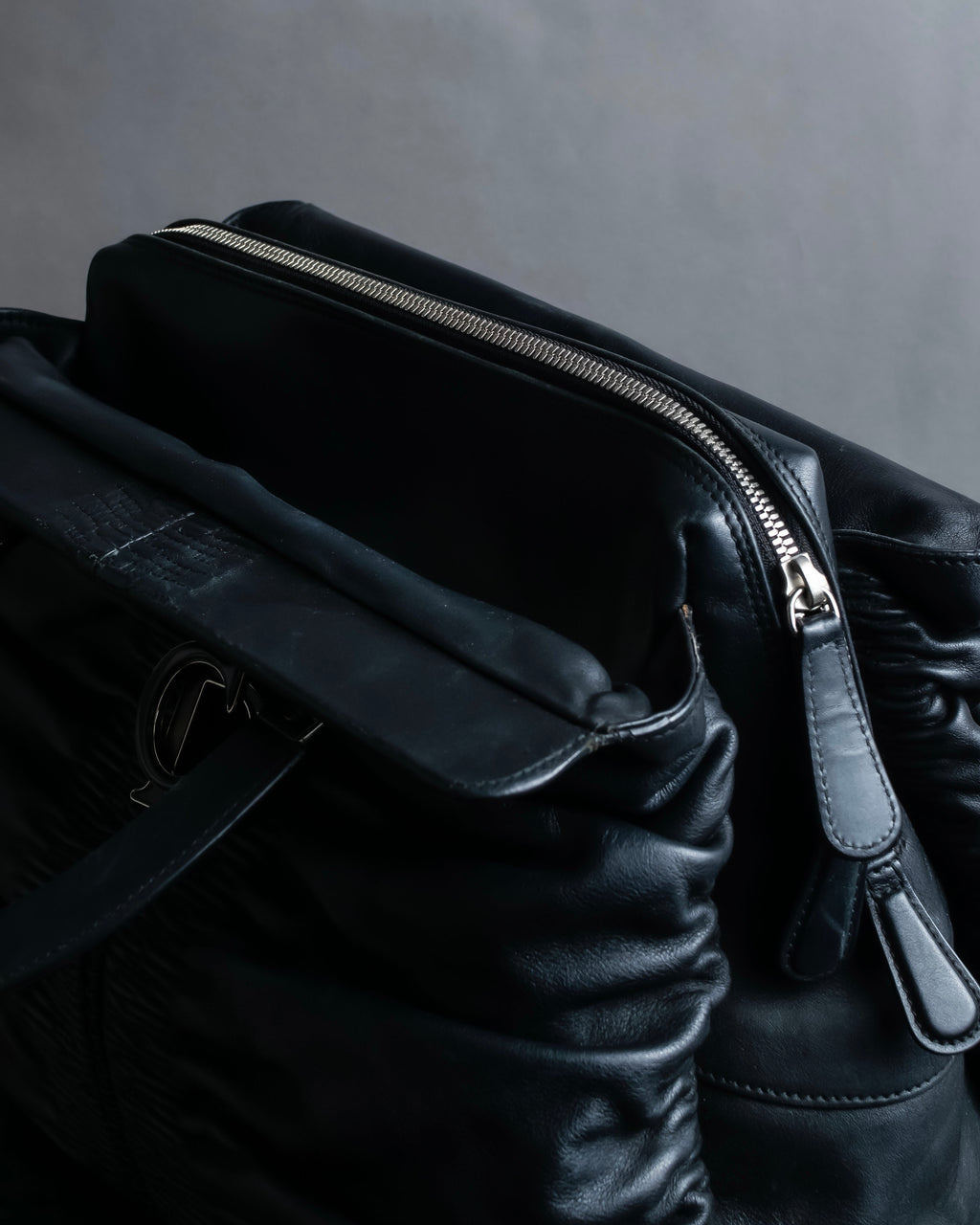 "Christian Dior" Karenina gathered design leather handbag