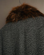 -SPECIAL- "GUCCI" 00's-10's Luxurious beaver fur-collar wool overcoat