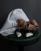 "Dior" Cutting design patent leather pointed toe pumps