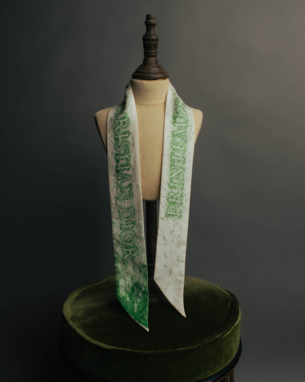 "DIOR" Green printed silk mitzah scarf