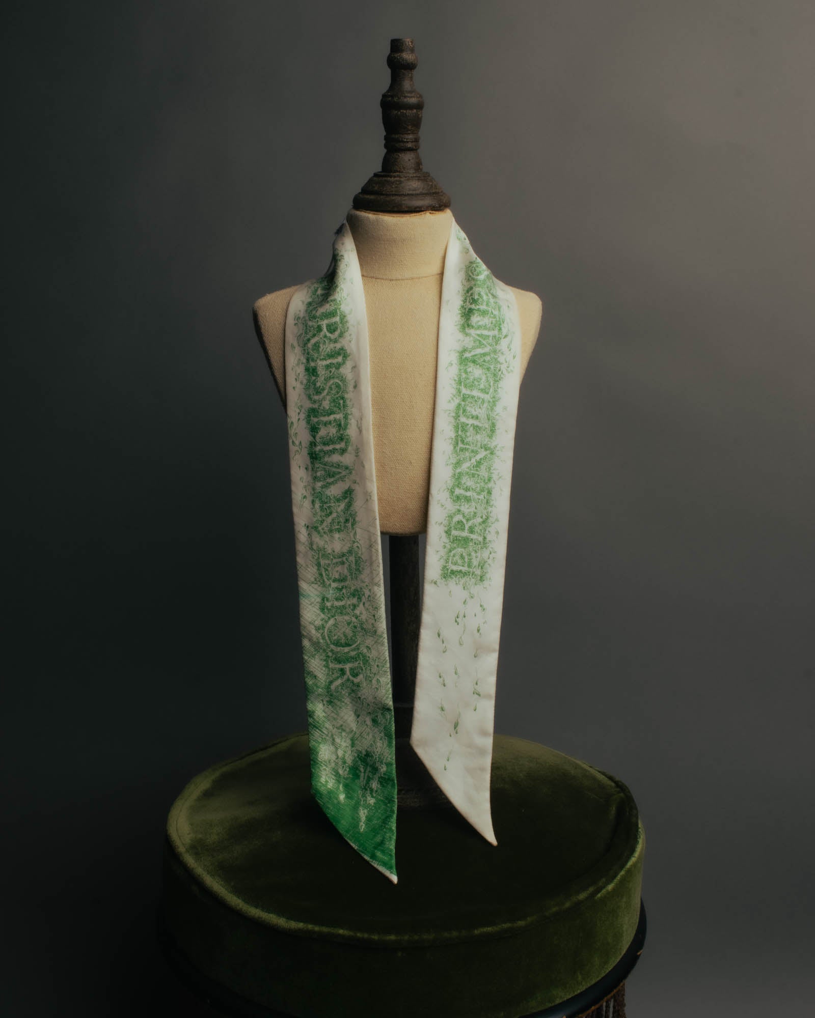"DIOR" Green printed silk mitzah scarf