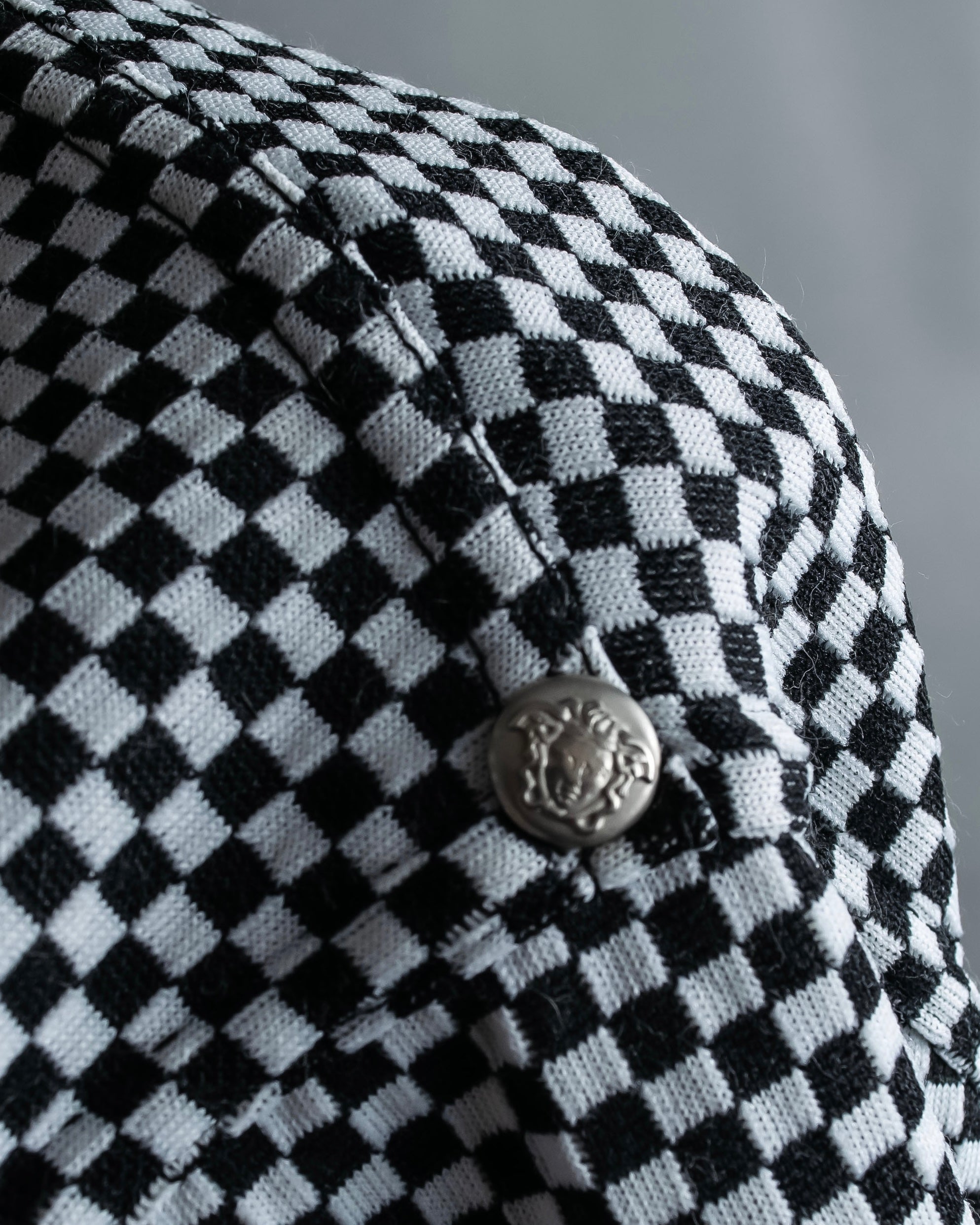 “VERSACE” checkered pattern zip pocket pull over