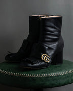 "GUCCI" Leather gg fringe heeled ankle boots