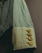 -SPECIAL- "Ralph Lauren" 00's Hickory stripe cotton double-breasted marine jacket