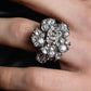 "CHANEL" Cocomark engraved rhinestone design camellia ring