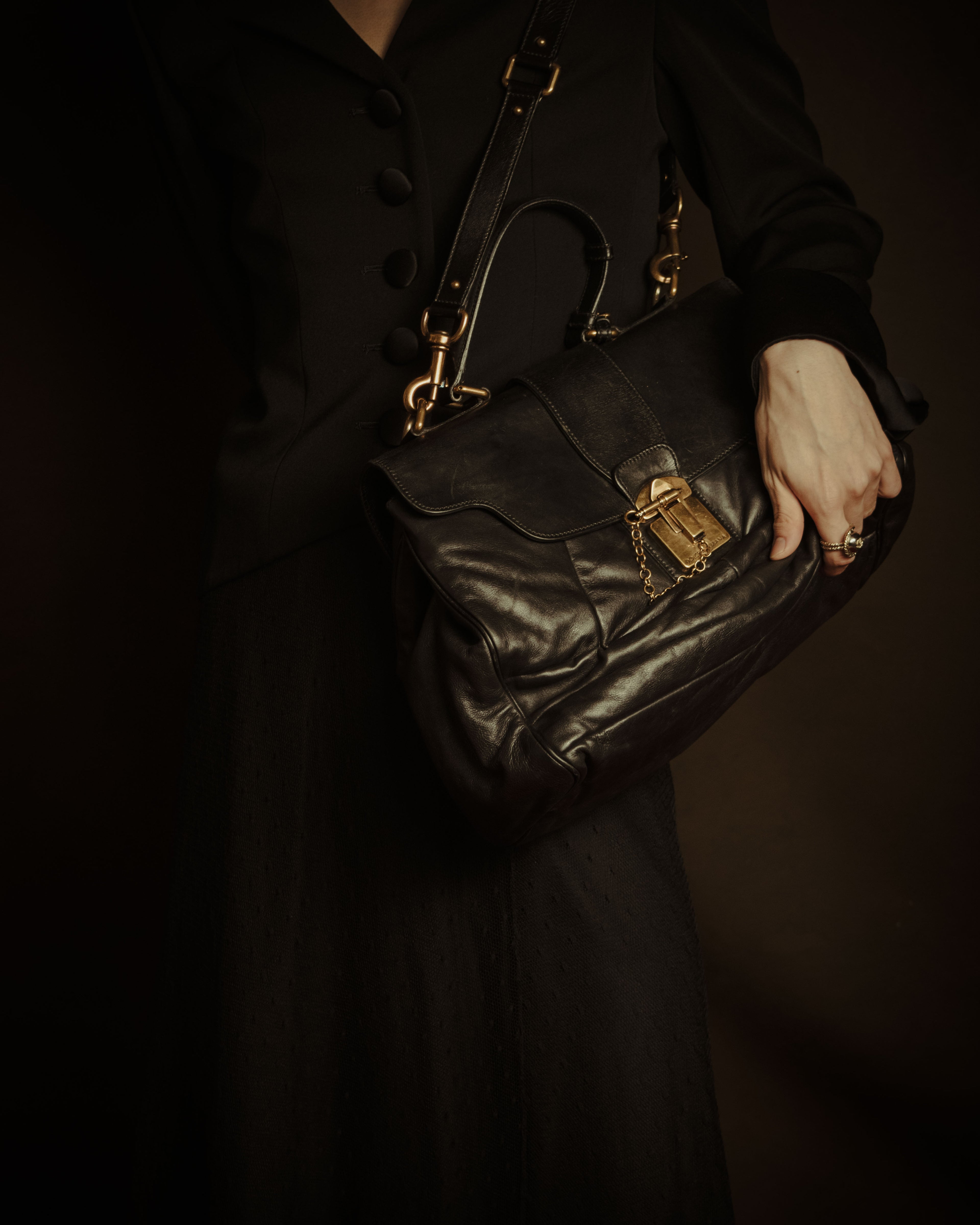 –SPECIAL– “DOLCE & GABBANA” 00’s-10’s Miss orient padlock leather satchel