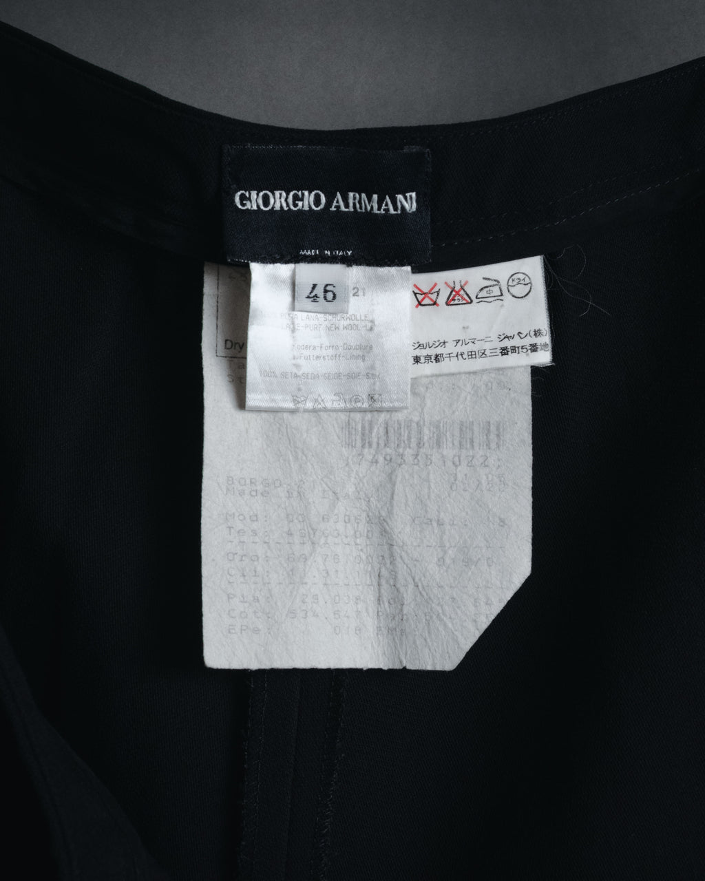 "GIORGIO ARMANI" 90’s Minimalist straight-leg virgin wool slacks