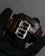 "Vintage intrecciato double buckle leather bracelet"