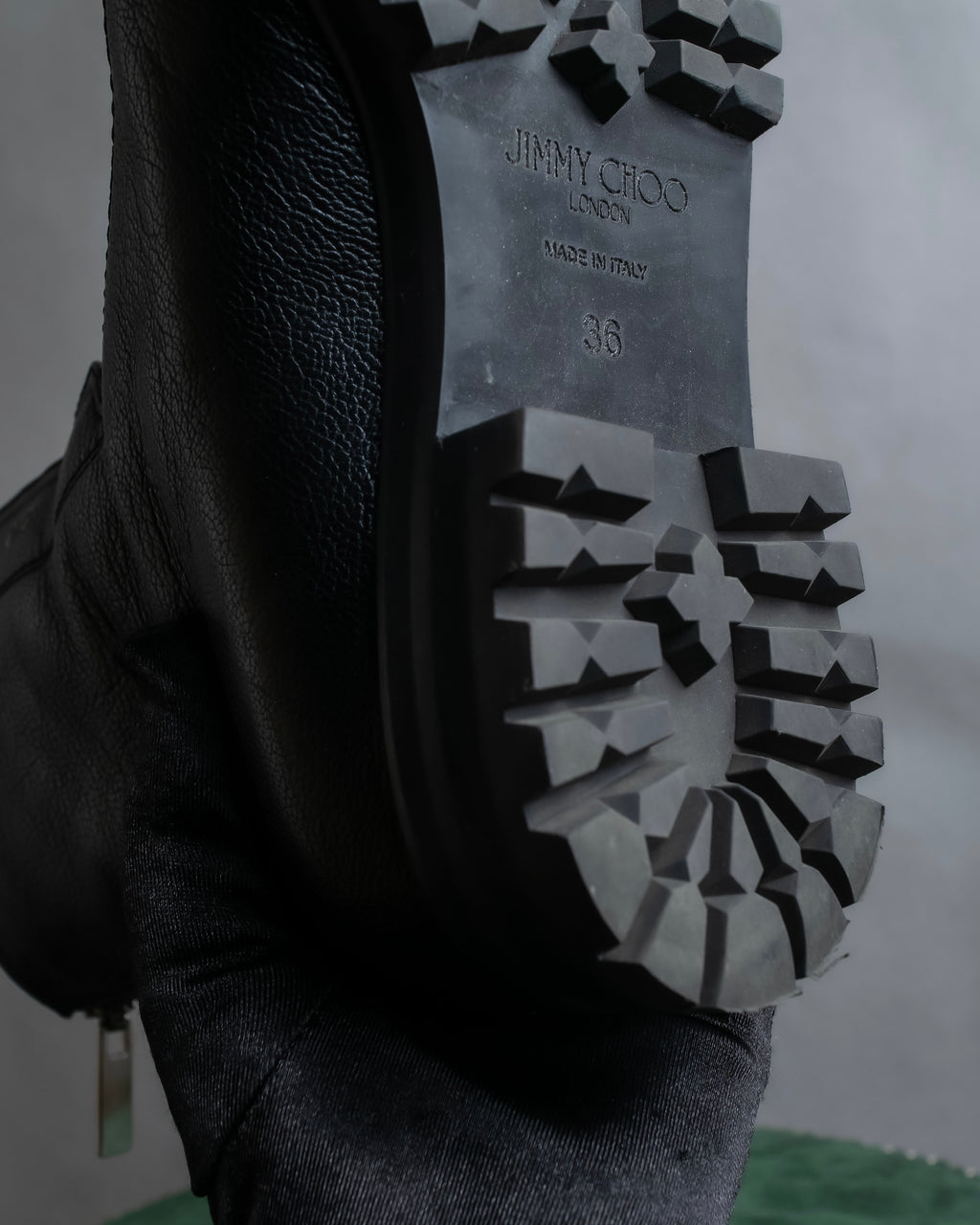 "Jimmy Choo" Bejeweled leather long boots