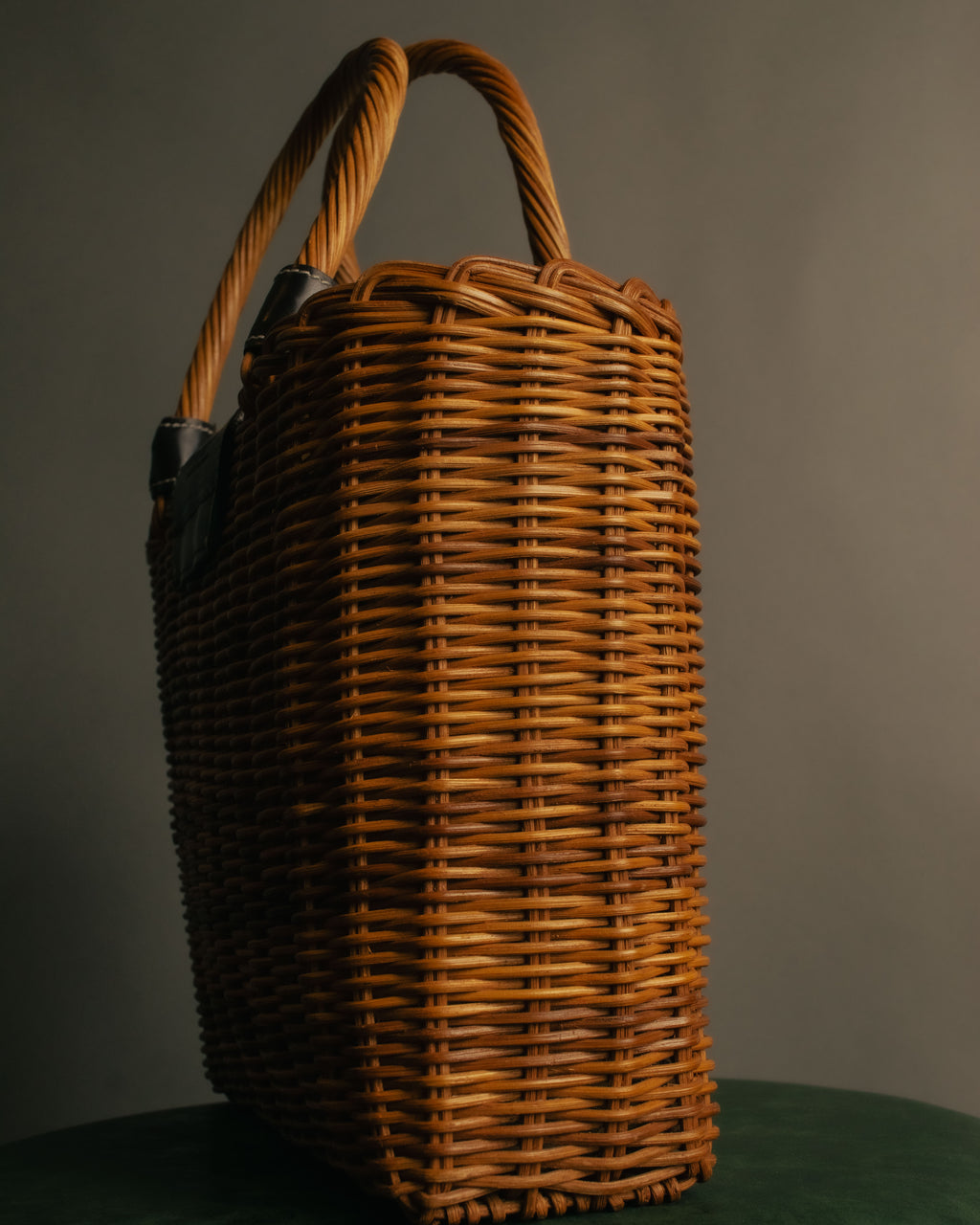 “BURBERRY BLUE LABEL” 00’s Rattan check lining basket bag