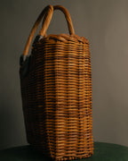 “BURBERRY BLUE LABEL” 00’s Rattan check lining basket bag