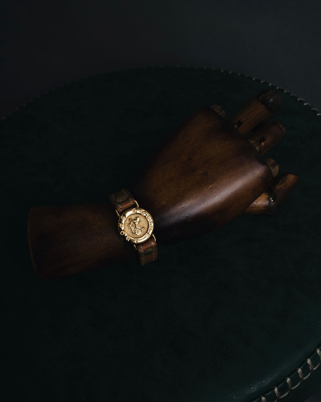 "CELINE" 70’s sulky logo leather bracelet