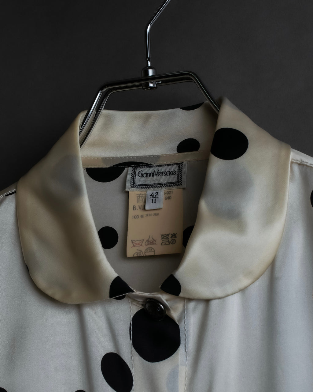 "GIANNI VERSACE" Irregular dot pattern silk shirt