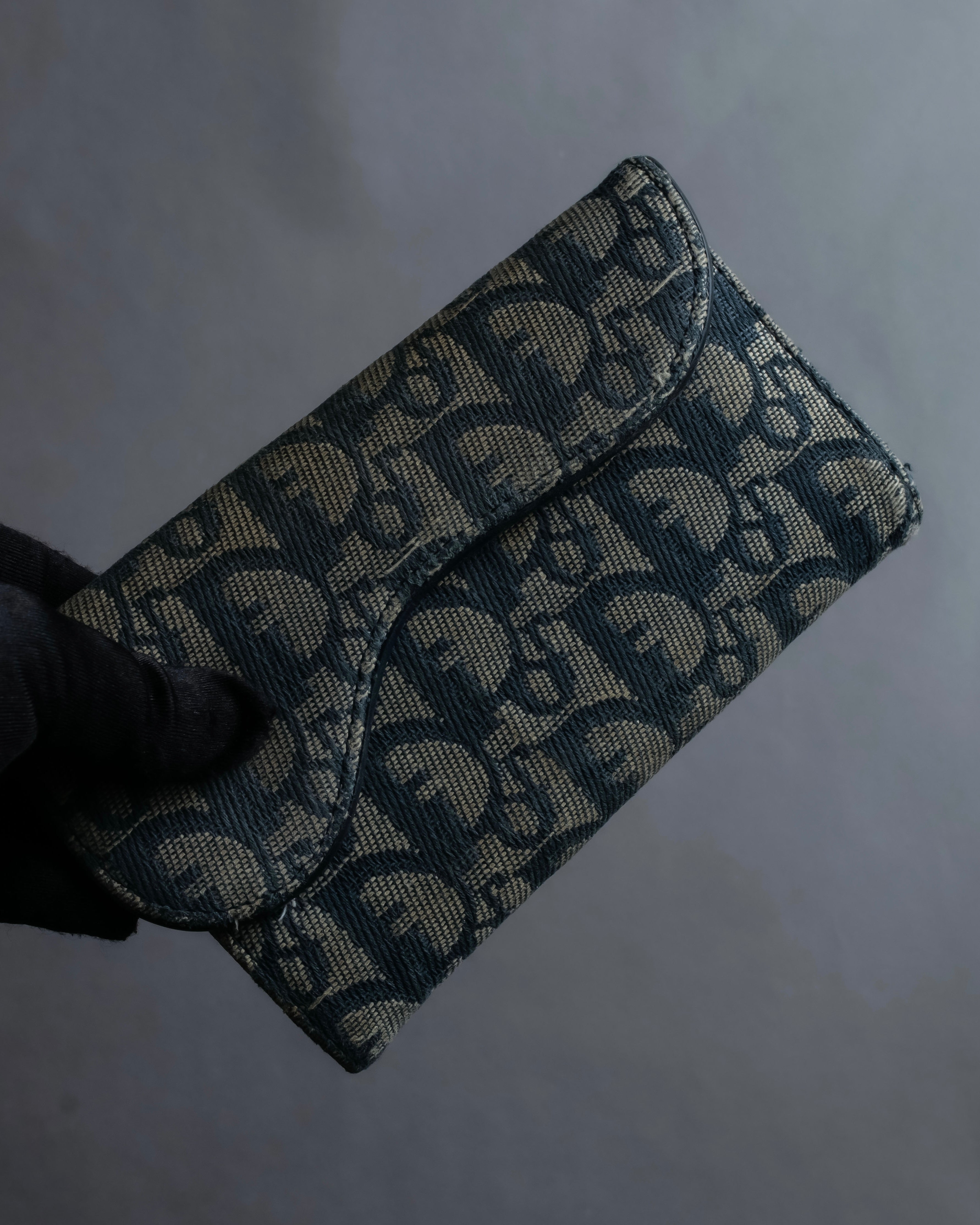 "Christian Dior" Trotter canvas logo engraved long wallet