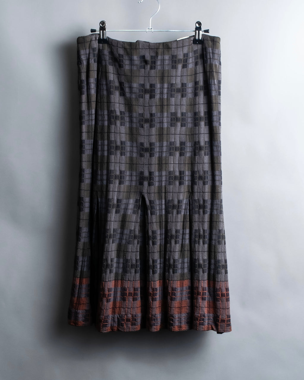 "HERMES" Check pattern cropped skirt