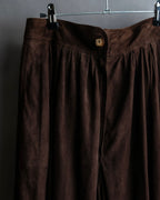 "LOEWE" Dark brown color gathered design wide pants
