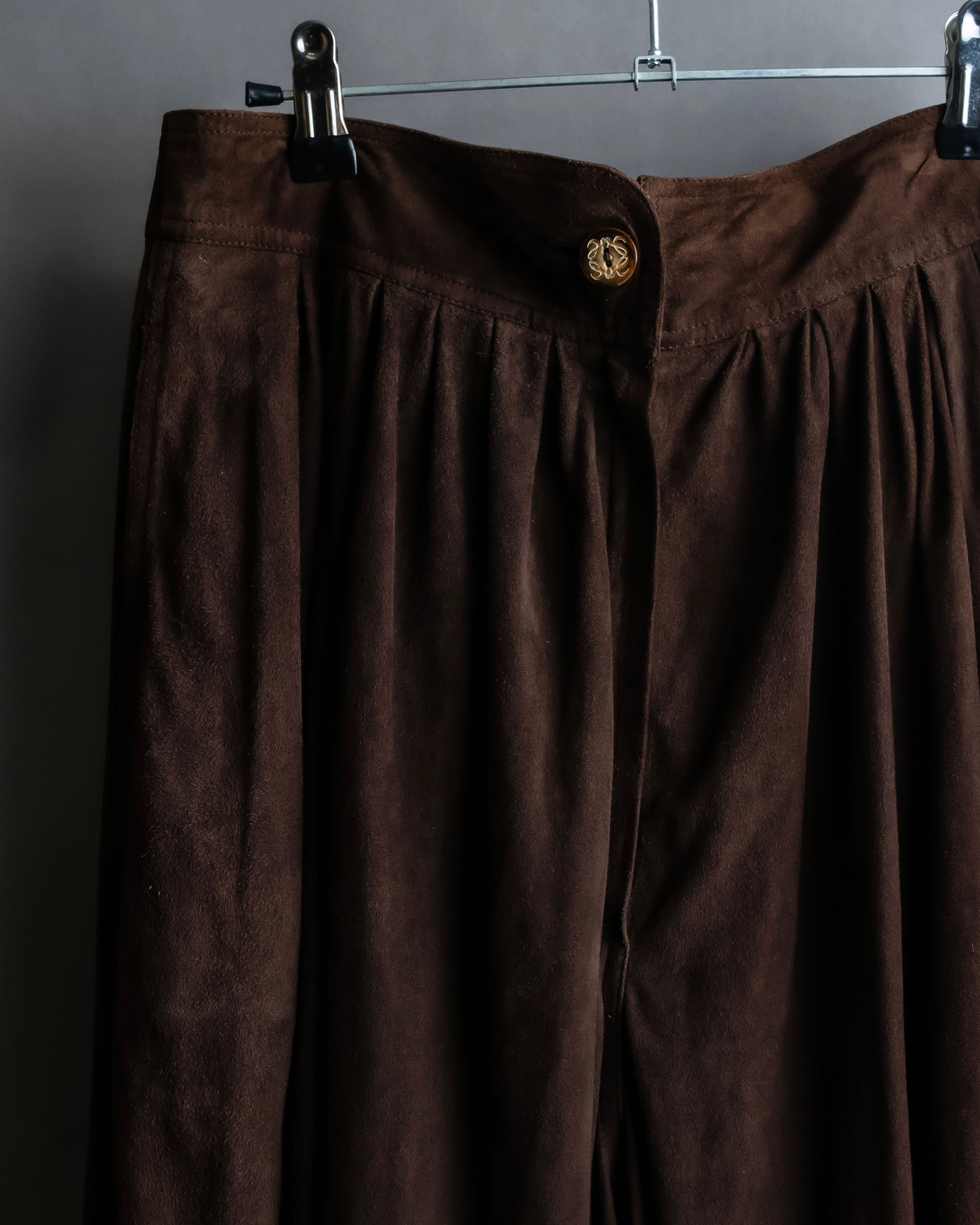 "LOEWE" Dark brown color gathered design wide pants