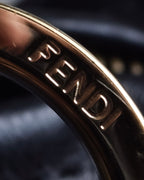 "FENDI" Gold metal gatherd design leather one-shoulder bag