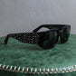 "CHANEL" Rhinestone & Coco mark engraved black lens sunglasses