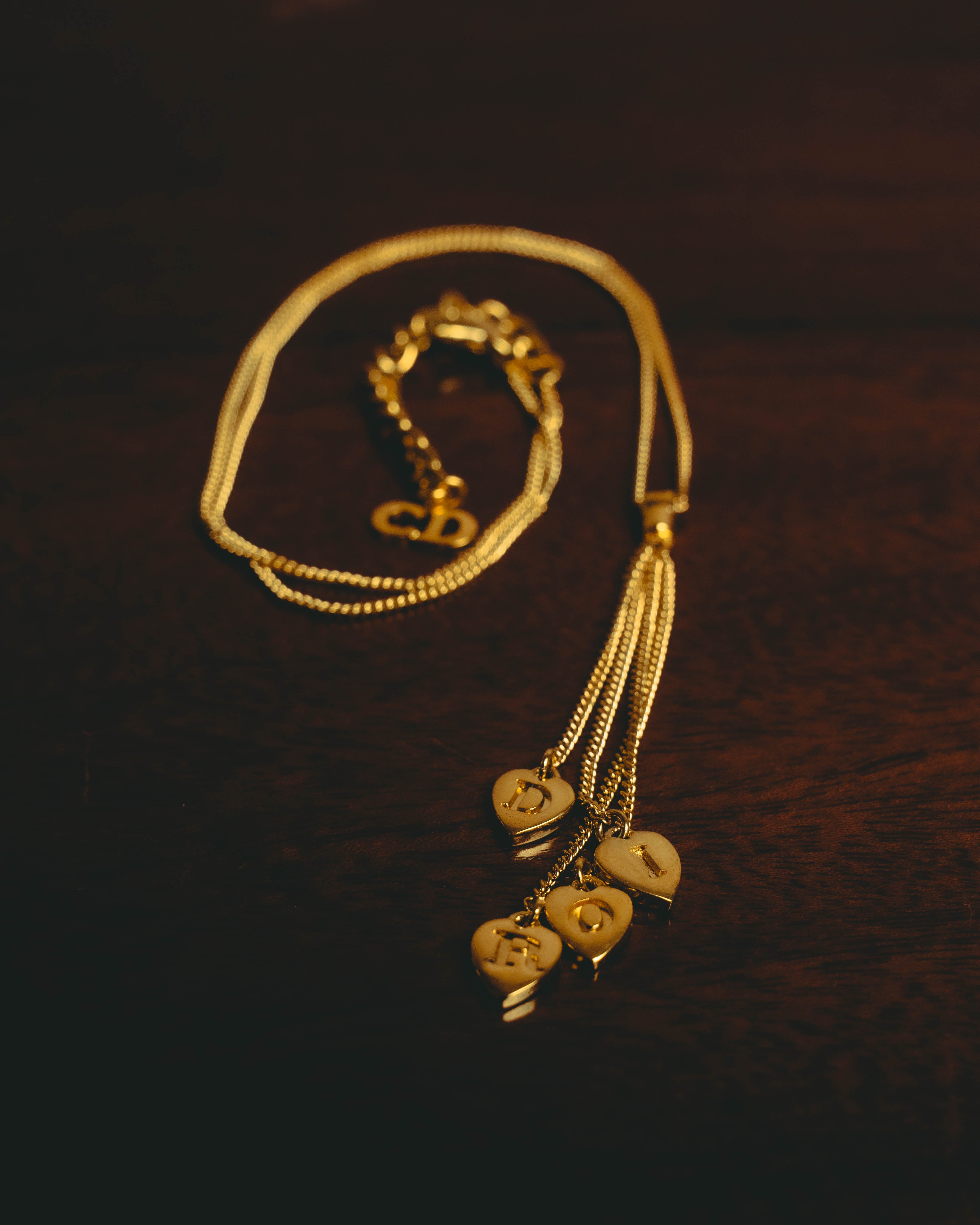 “Christian Dior” 00’s Dior heart charm tassel necklace