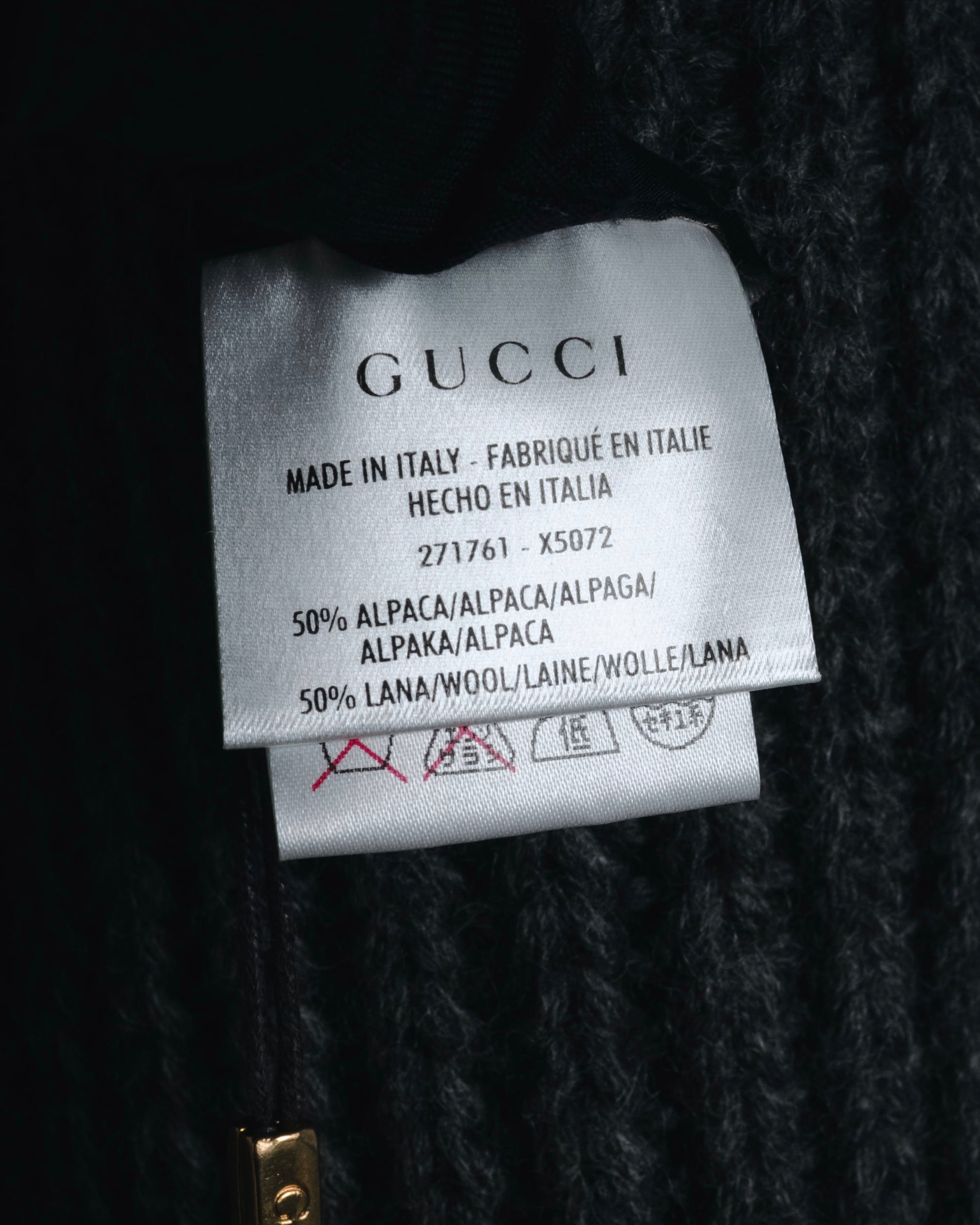 "GUCCI" 2010-11AW ribbed zip-front fringe knit vest