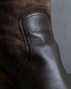 "HERMES" Shearling lining leather combination long boots