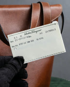 "Salvatore Ferragamo" Gold metal parts brown leather shoulder bag