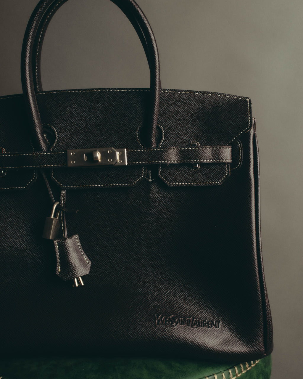 "Yves Saint Laurent" 90's-00's Classic textured leather structured top handle bag