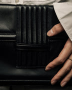 "YVES SAINT LAURENT" Straight ridge design square forum leather bag