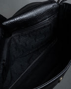 "YVES SAINT LAURENT" 80's-90's Wood toggle design pebbled leather bag