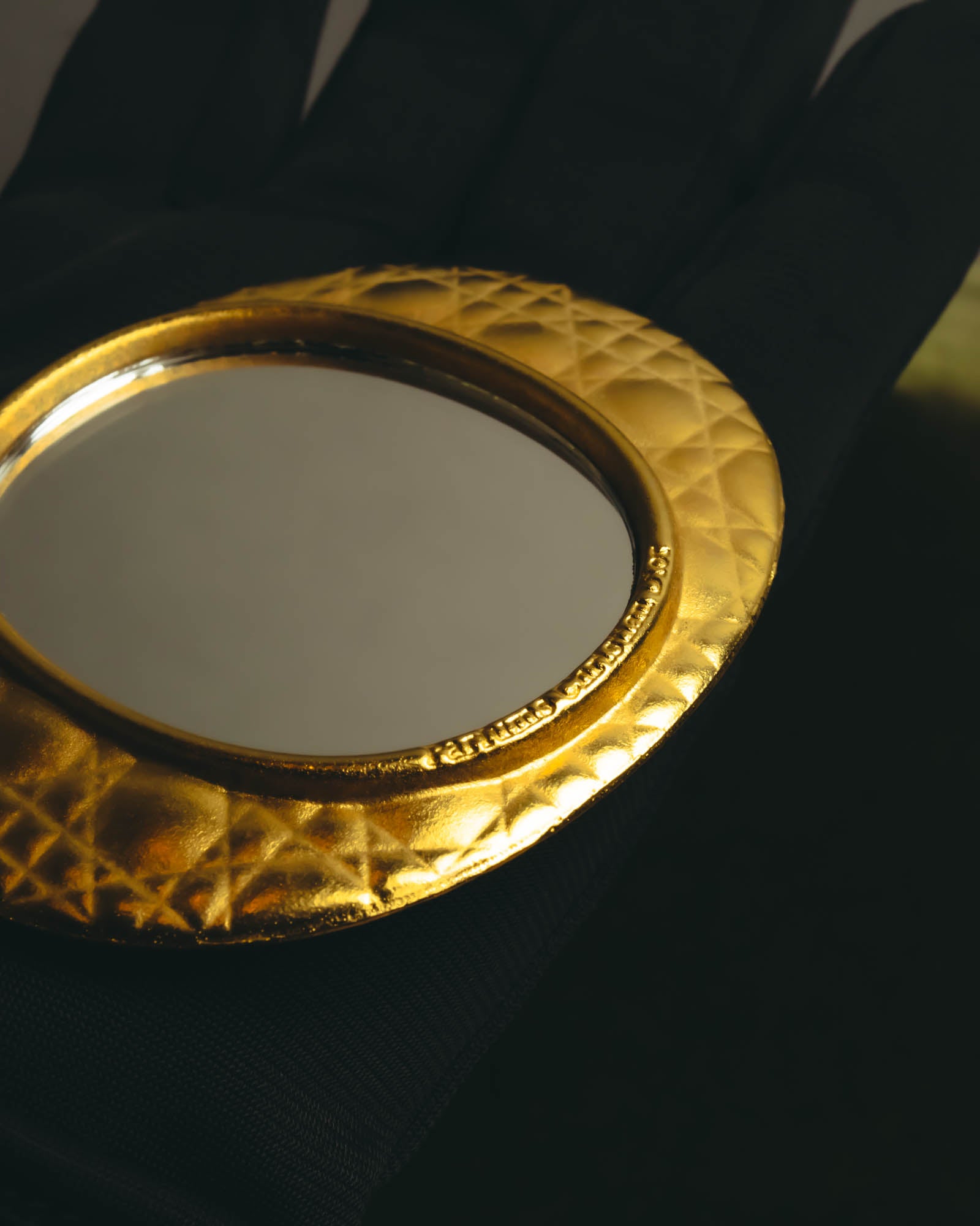 "Christian Dior" Gold cannage compact mirror