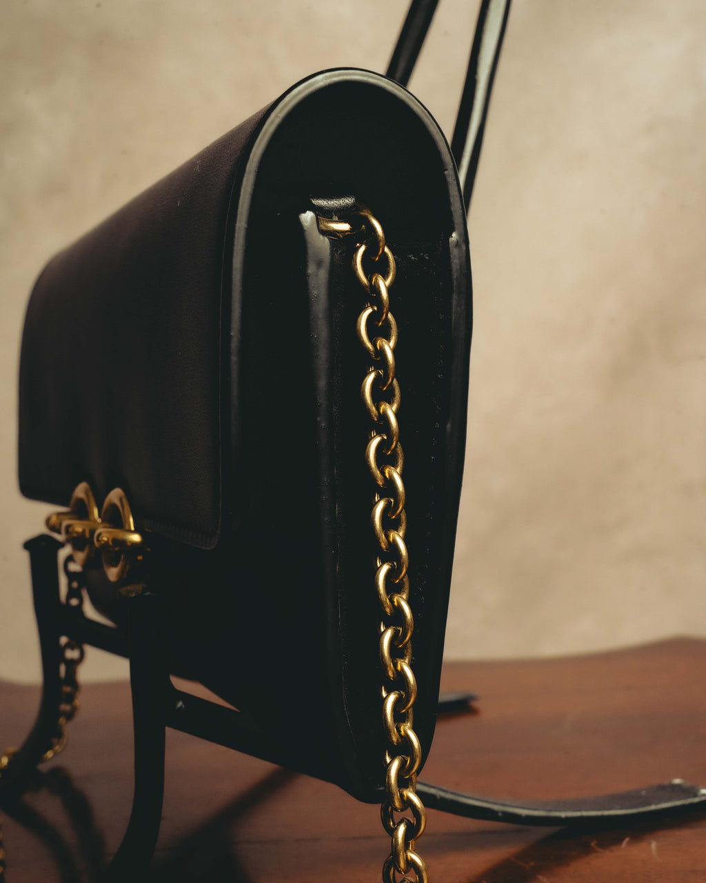 -SPECIAL- “Saint Laurent” 20’s Le Maillon smooth leather chain wallet