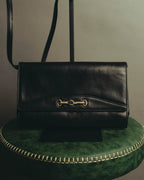 "CELINE" 70's-80's Classic horsebit leather shoulder handbag