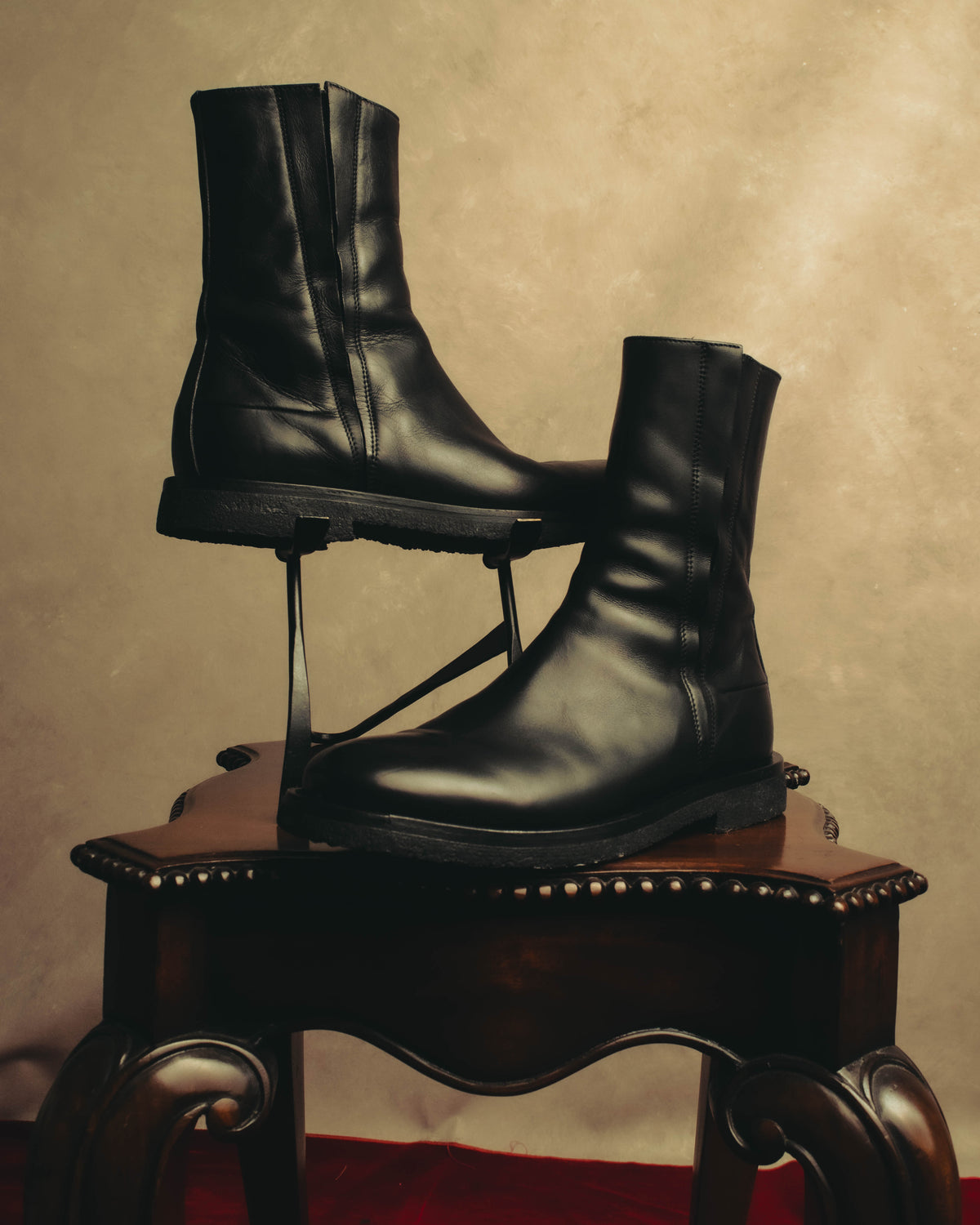 “Dior Homme” 2000's Smooth leather side zip crepe sole boots