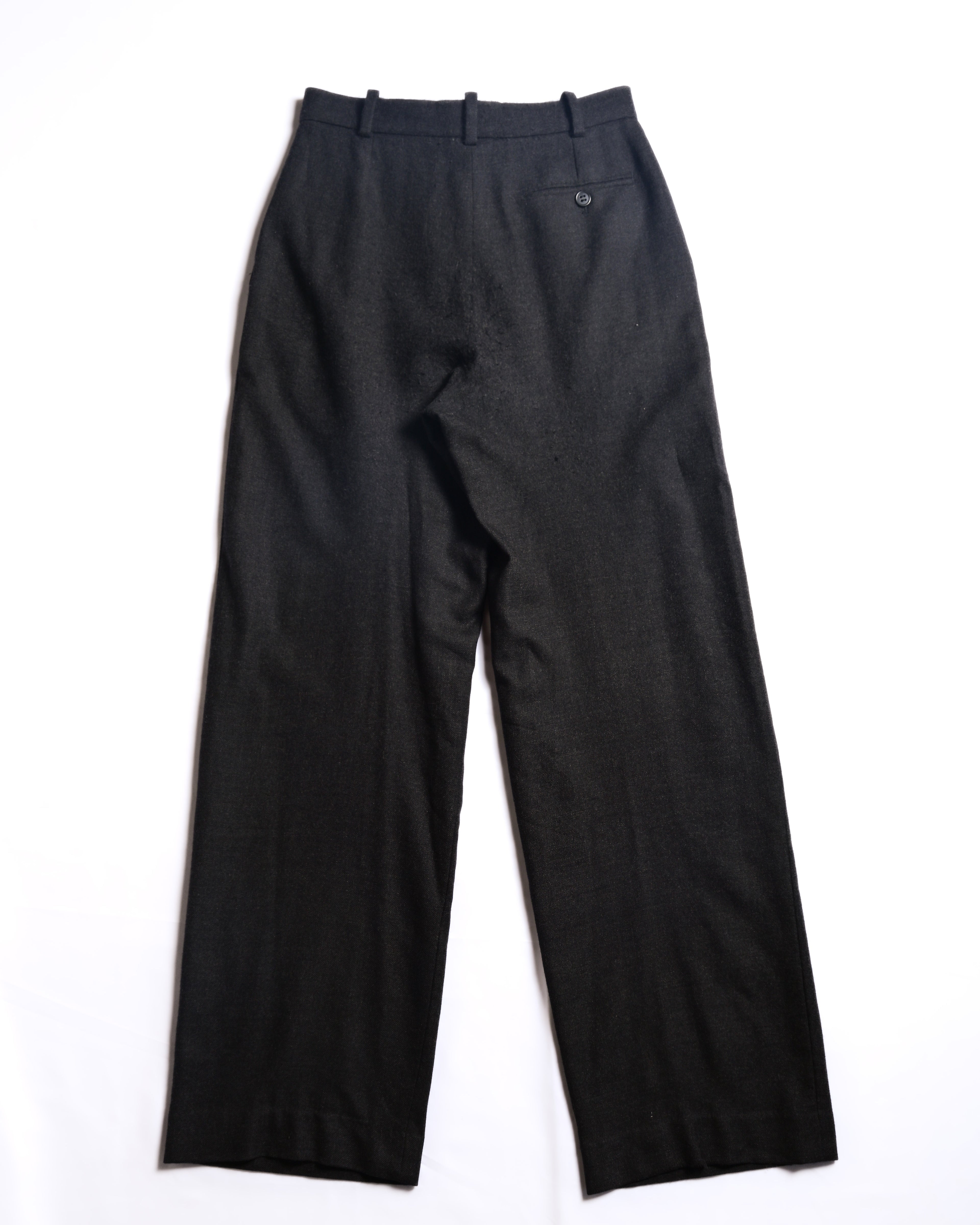 HERMES/ Straight Silhouette Wool Tuck Trousers