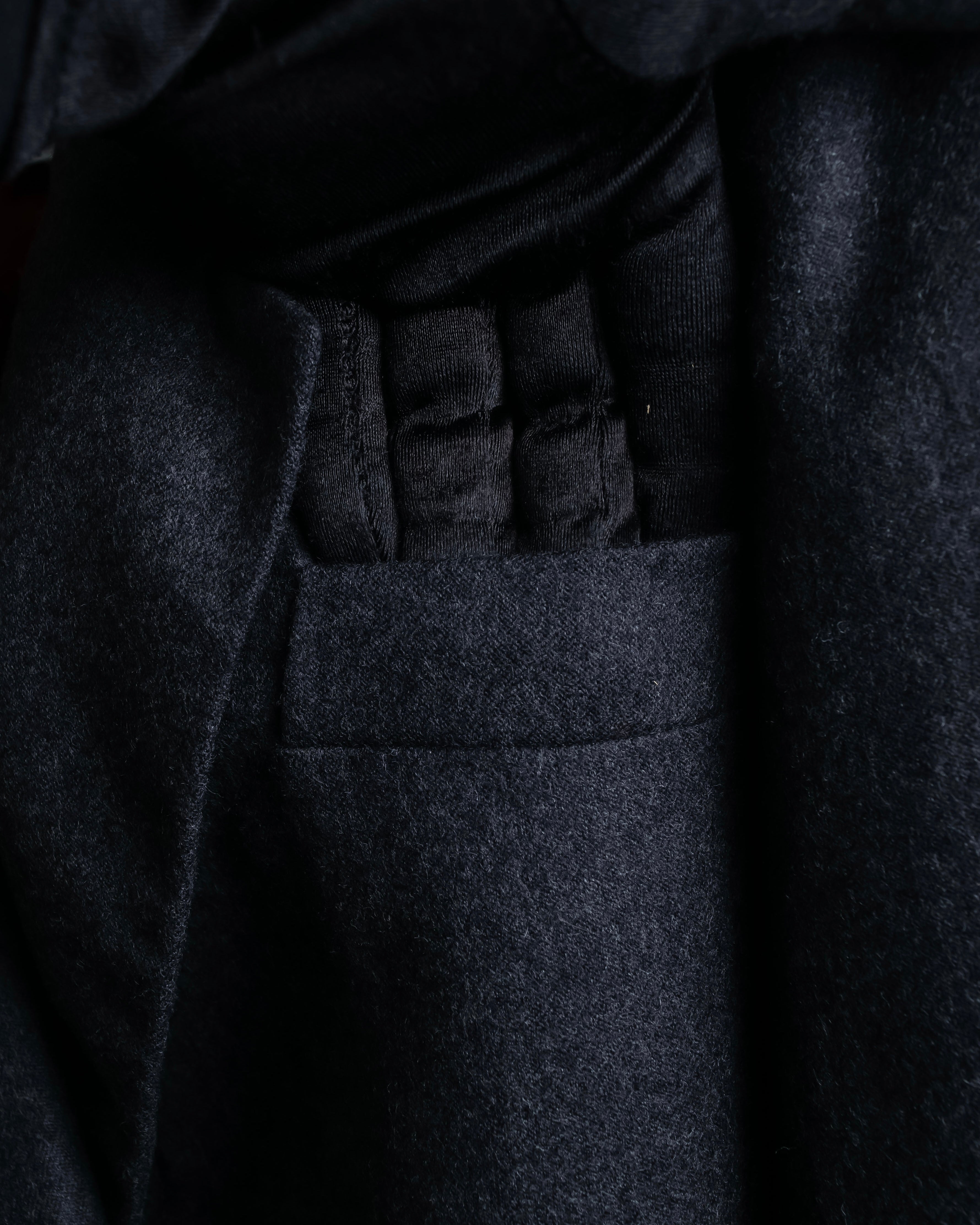 "HERMES" Vintage leather piping design belted tailored jacket