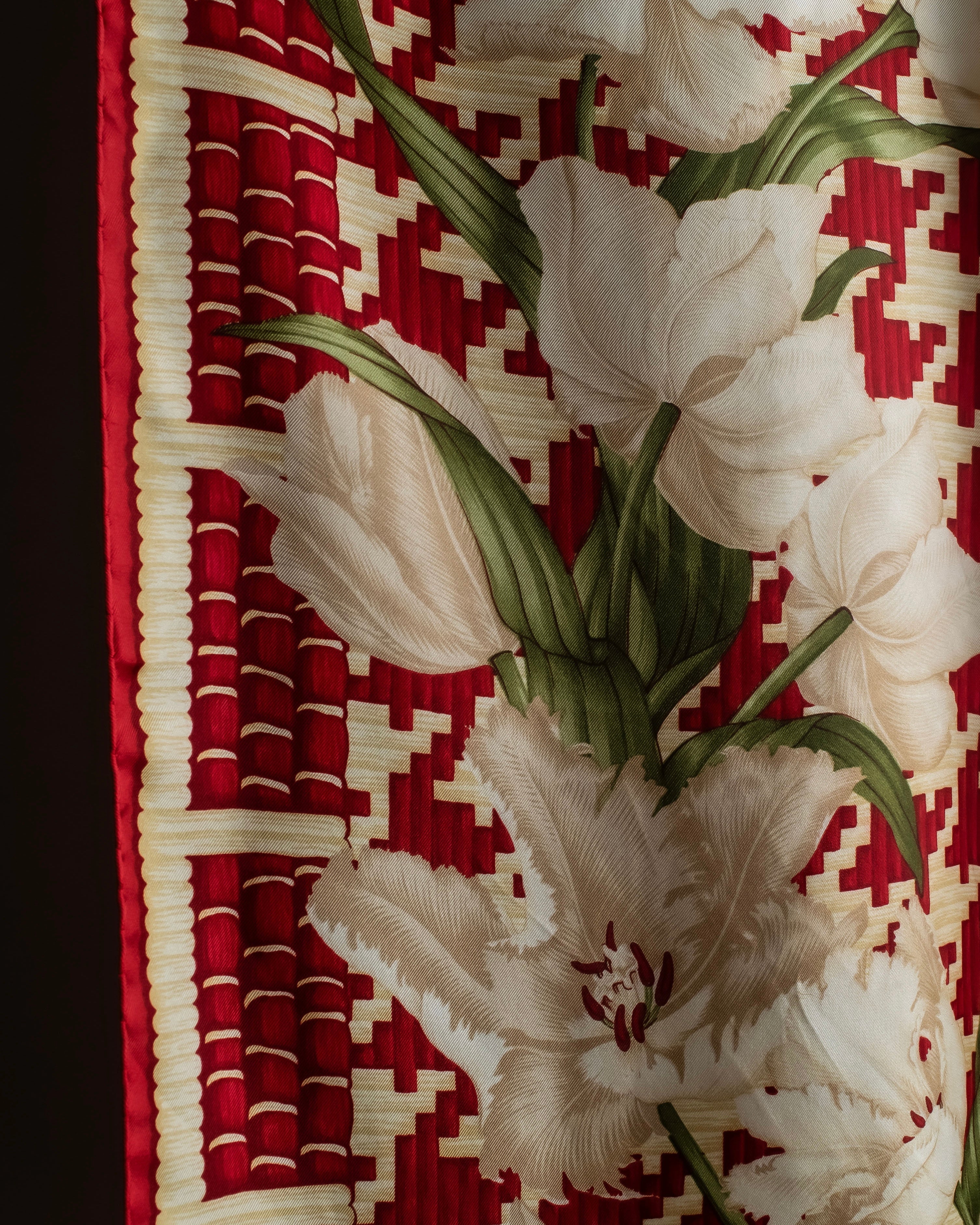 "Christian Dior" Houndstooth floral square scarf