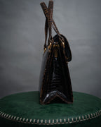 –SPECIAL– “GUCCI” 50’s-60’s Crocodile leather top handle bag