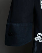 Vintage double zip ribbon flower design sheer jacket