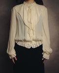 -SPECIAL- “VALENTINO” 1998-2008 Silk ruffled lace bow blouse