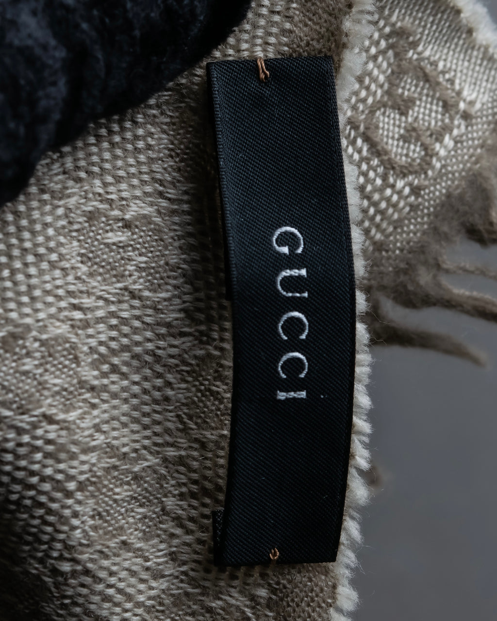 "GUCCI" GG monogram logo pattern fringe design stole