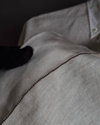 "BRUNELLO CUCINELLI" Contrast collar hidden placket linen shirt