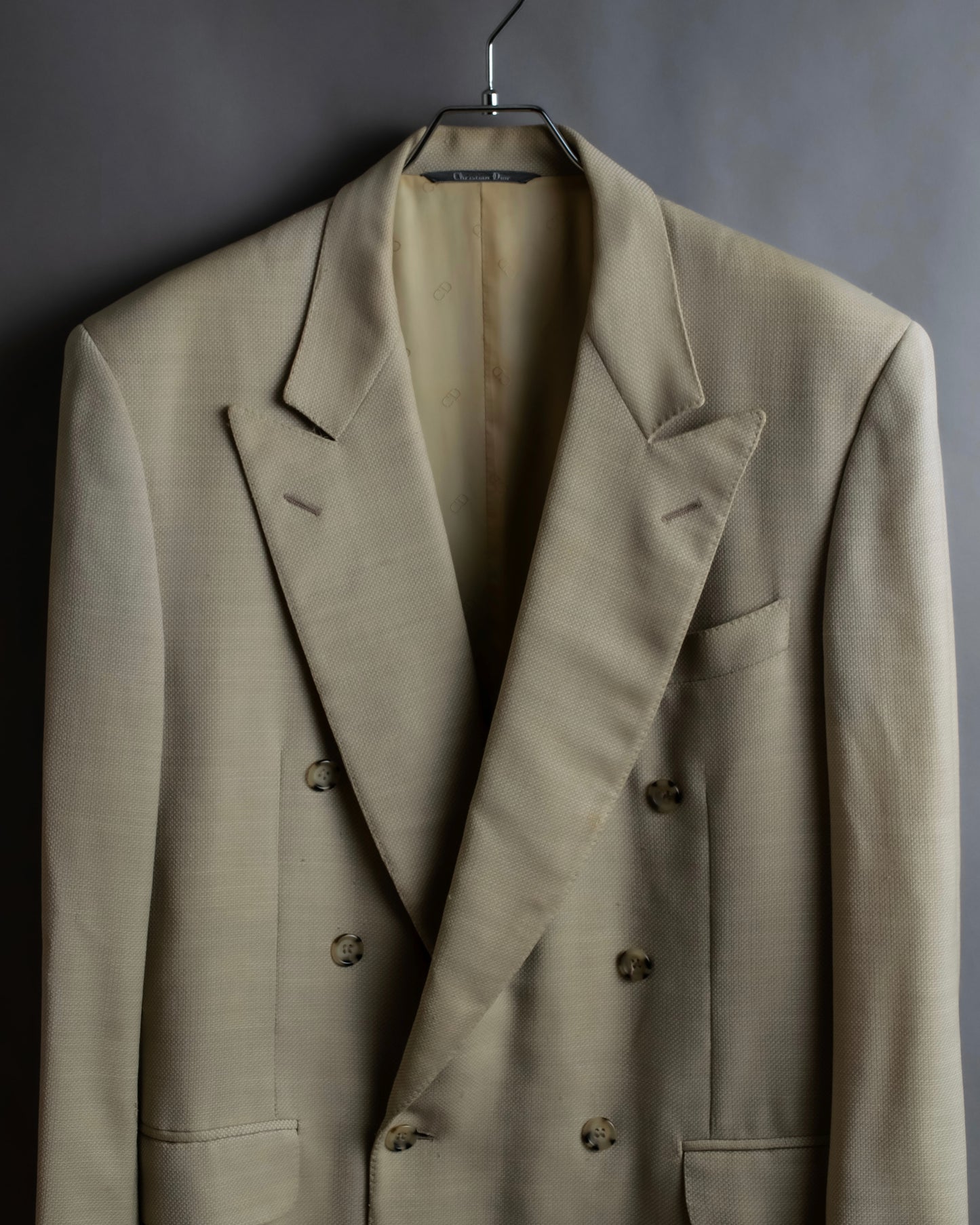 "CHRISTIAN DIOR MONSIEUR"
Peaked lapel double breasted wool tailored jacket