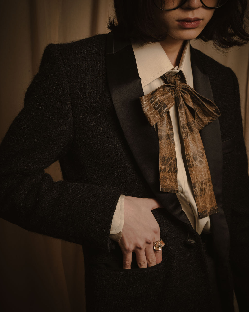 –SPECIAL– "JUNYA WATANABE COMME des GARÇONS MAN" 2015AW mohair blend satin shawl lapels jacket