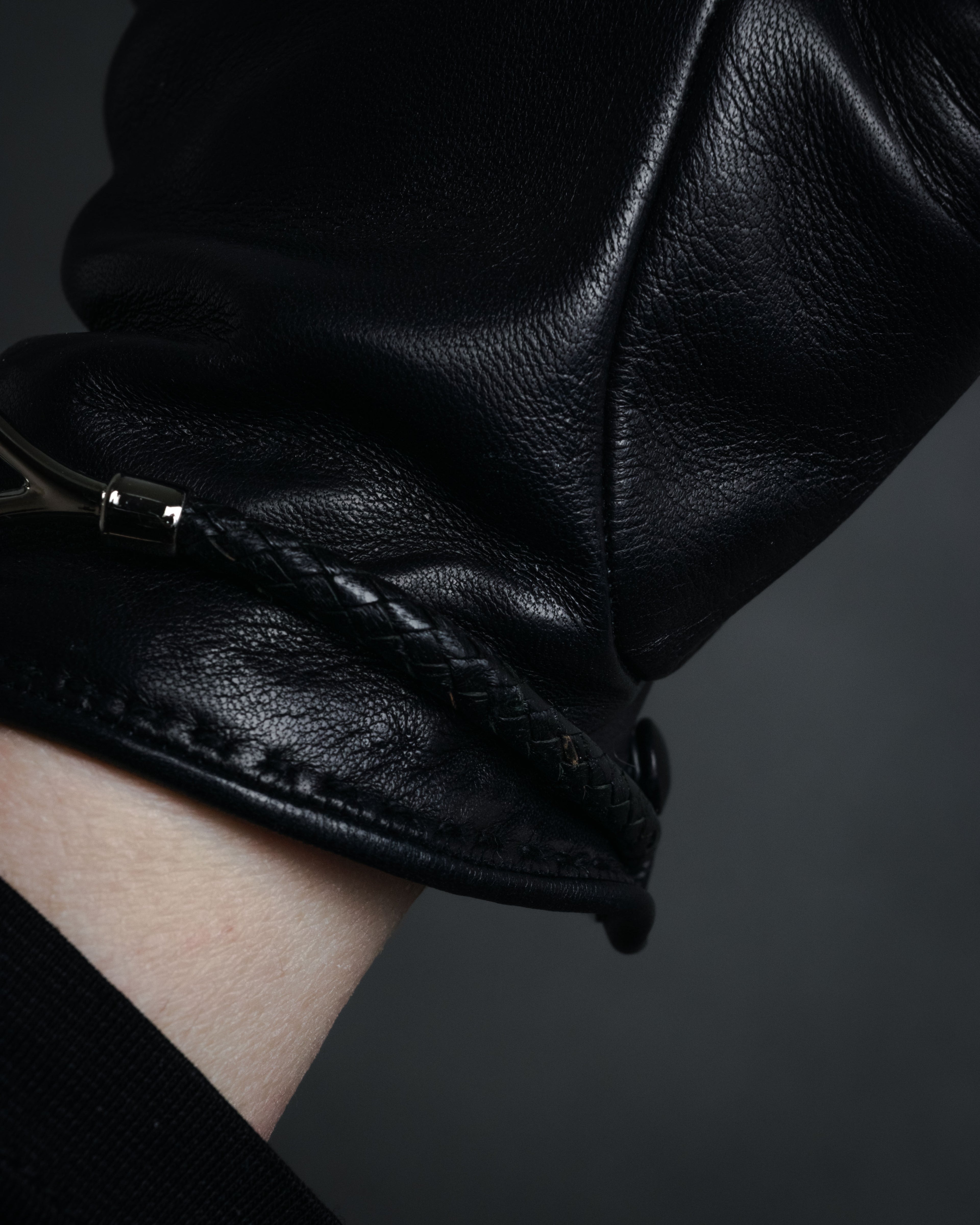 “HERMES” 2000’s Jumbo hook leather gloves